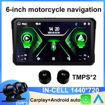Schermo da 6 pollici 1440*720P Navigazione moto GPS Wireless CarPlay Android Auto Moto GPS Motore DVR Monitor TPMS Opzionale