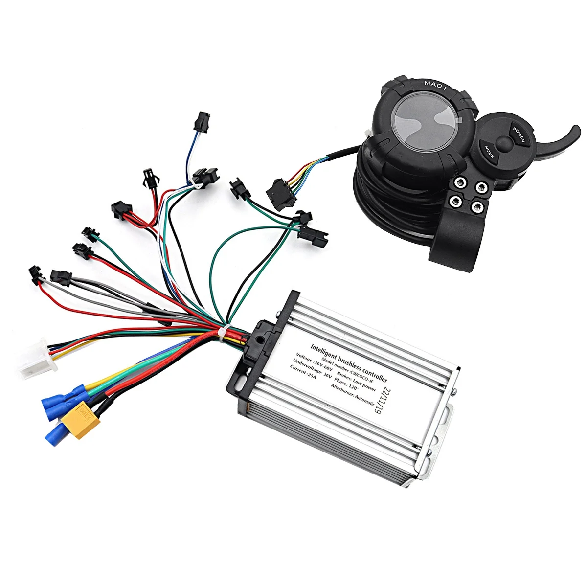 

Electric Scooter 36V-60V 25A Brushless Controller+36V-72V MA01 LCD Display for 6 Tube Universal Controller