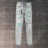 men diamond sequinces distressed lt blue jeans 1