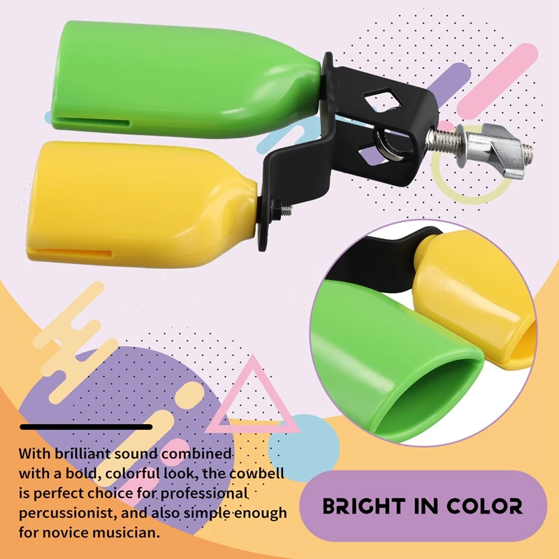 Double Cowbell Bell Music Drum Cowbell High Low Sound Knocker Drum Percussion Instrument Part Accessories