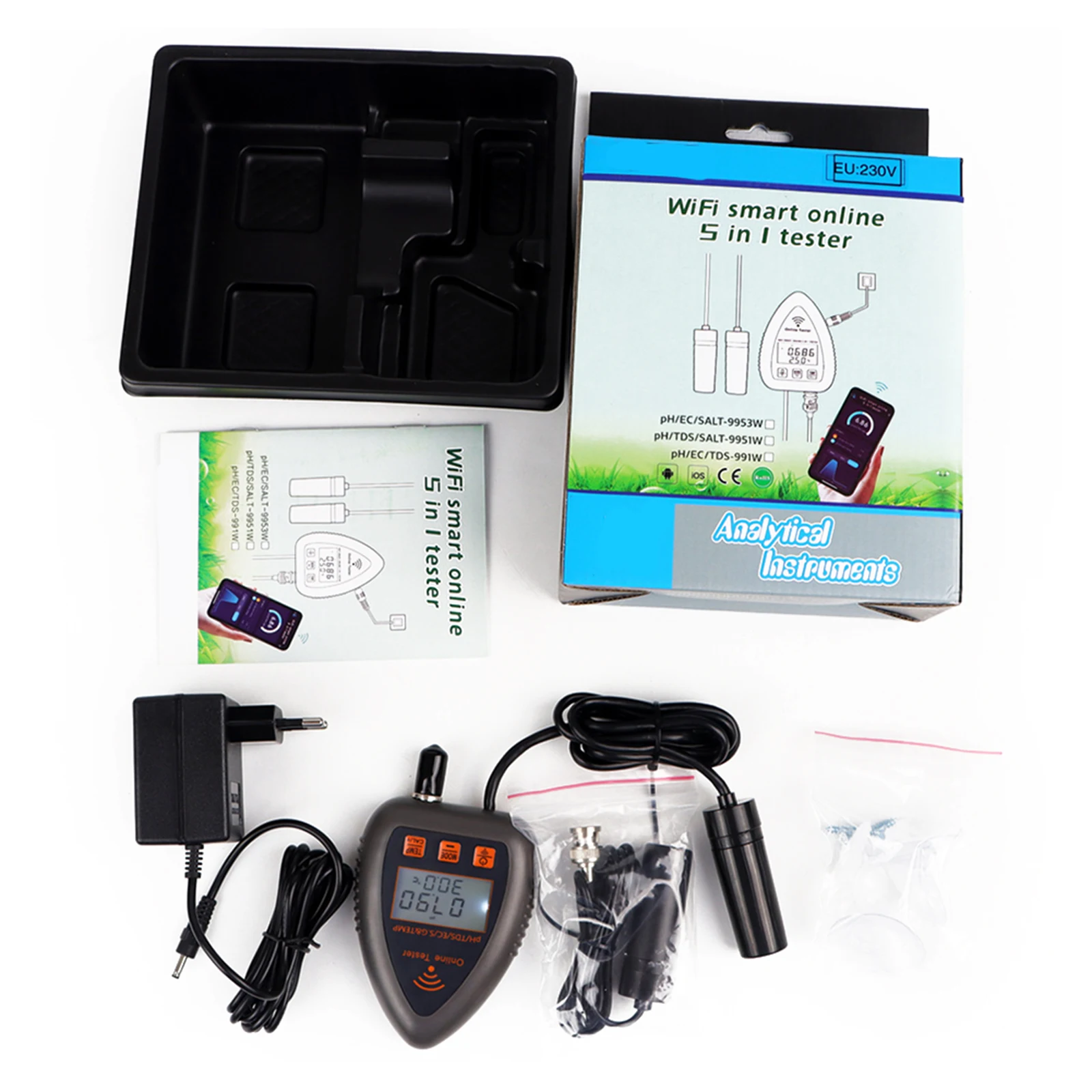 

1set Water Quality Monitor Meter Online Measuring Mini Analyzer Miniature Tester Ph 100*75*20 Mm Measurement Analysis Instrume