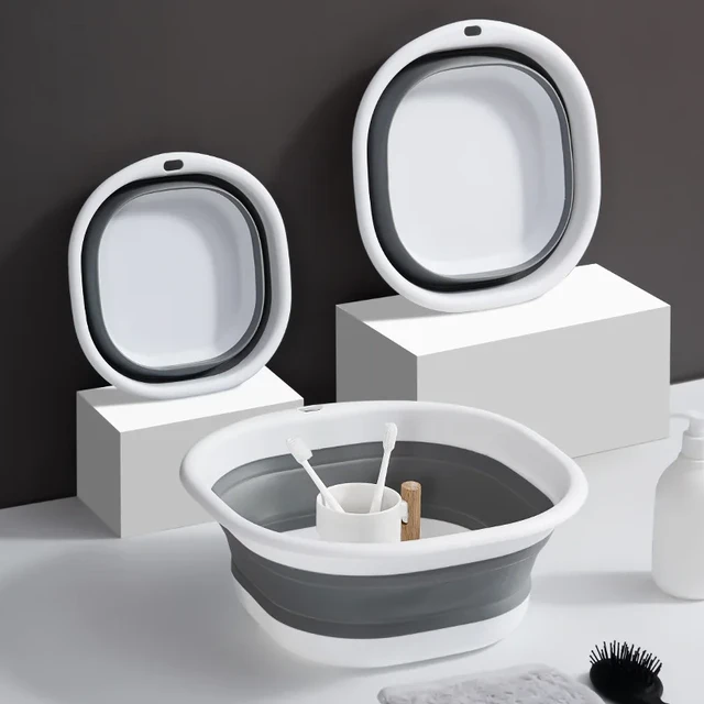 Lavabo Portable pliable en plastique, baignoire à linge pliante