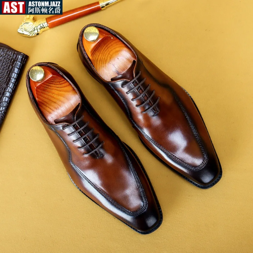 

Handmade Mens Dress Shoes Luxury Genuine Leather 2024 Fashion New Style British Trend Brogues Wedding Business Shoes for Male