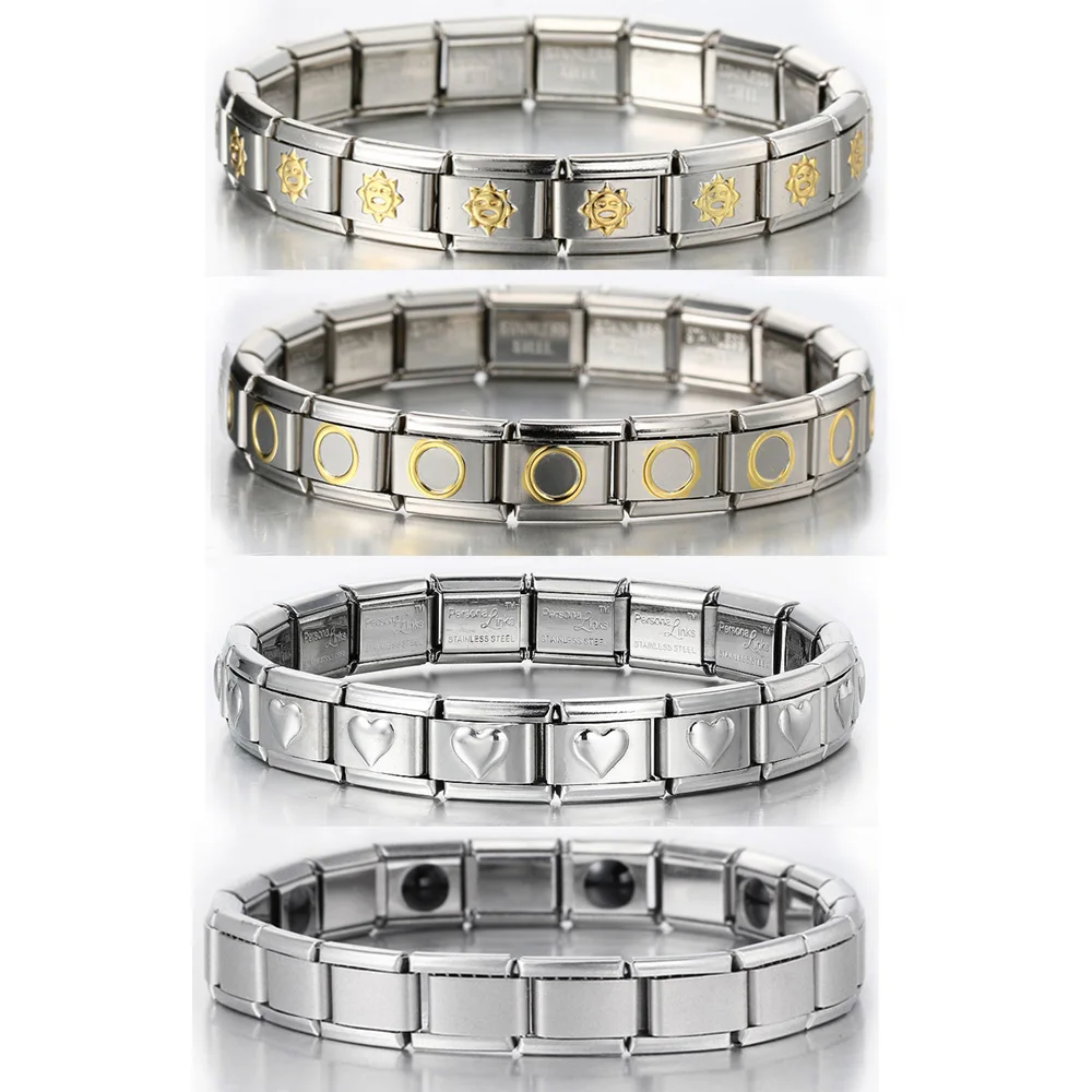 Turing Modetrend Frauen Mann italienischen Charme lächelndes Gesicht Sonne Herz Tai Chi Edelstahl elastischen Armband Link Armreif Schmuck – Detail 1