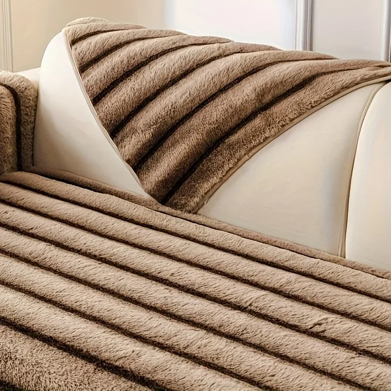 Thick Warm Super Soft Plush Non-slip Sofa Towel Modern Luxury Rabbit Plush Sectional L-shaped Sofa Cover Universal Couch Covers 4