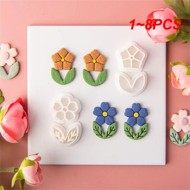 8pcs/Set Spring New Design Soft Clay Earring Molds, Diy Polymer