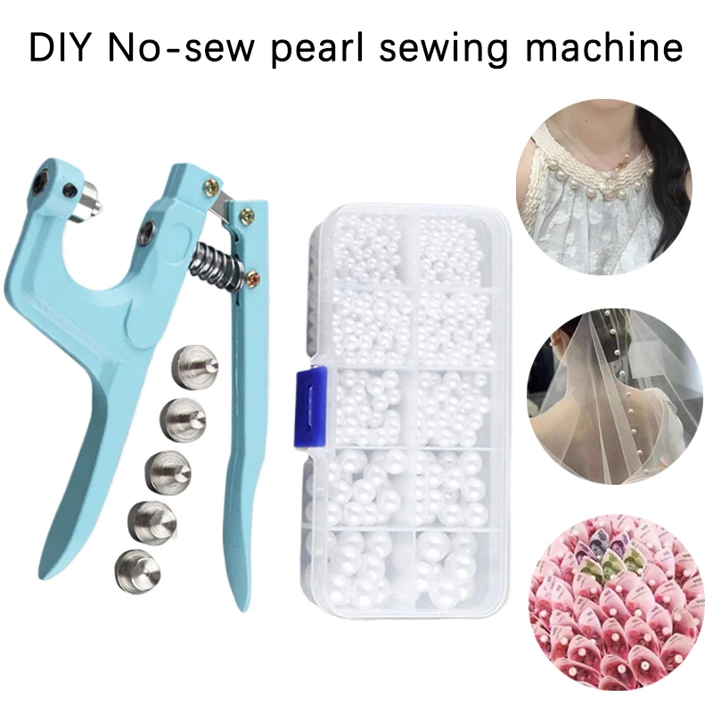 진주 세팅 기계 도구, 송진 구슬 진주 원단, 의류용 고정 수동 프레스 기계, DIY 액세서리, 5 가지 크기