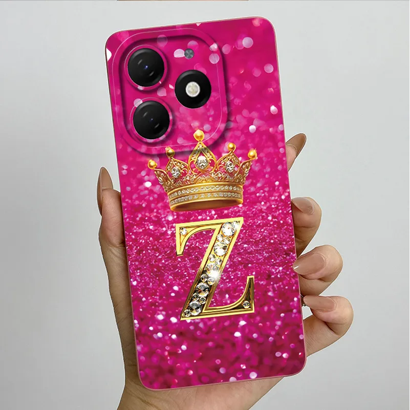 Crown Letter Silicone Soft Phone Case with Camera Protection and Back Cover Bumper