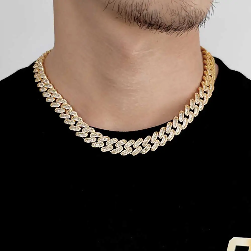12MM Miami Princess Cut Rectangl CZ Cuban Link Necklace for Women Gold Silver Color Luxury Diamond Cuban Choker Iced Out Jewelry
