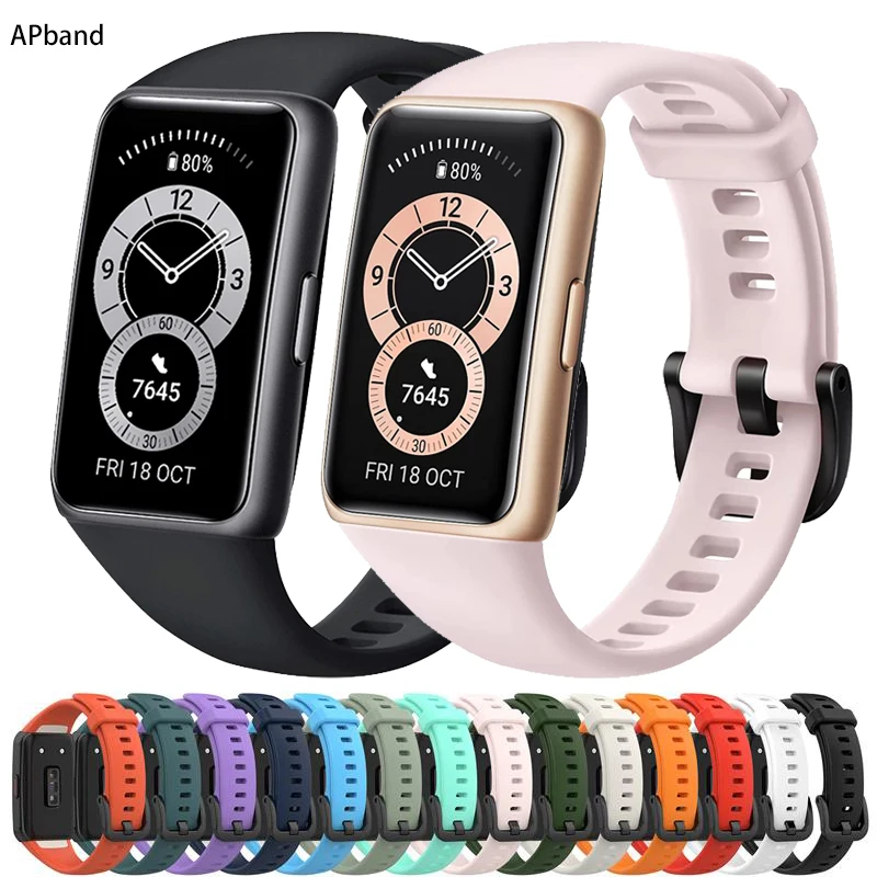 

Silicone Strap For Huawei Band 6/6 Pro Strap With TPU Full Screen Protector Case Replacement correa bracelet Honor Band 6 Strap