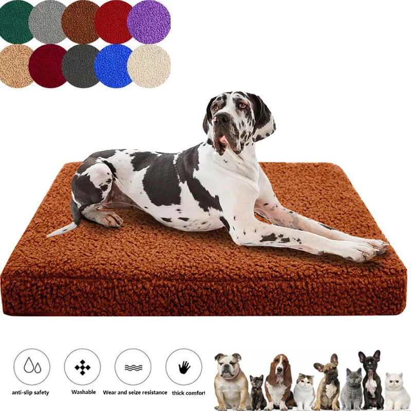 

Квадратная бархатная кровать на молнии для собак, мягкая и удобная съемная и моющаяся кровать для больших и маленьких домашних животных