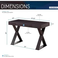 Trendy Writing Desk with Drawer, Espresso 2