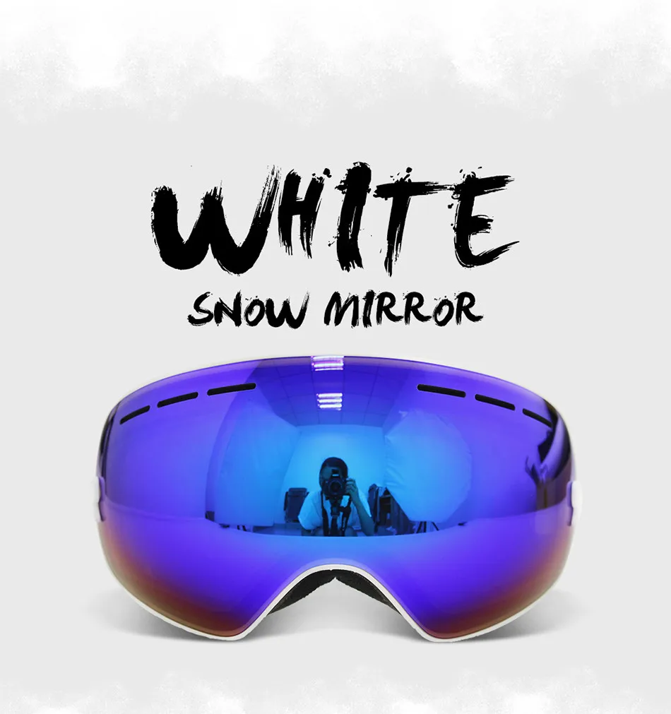 COPOZZ Ski Goggles with Box Case Ski Mask UV400 Anti-fog Snow Goggles Big Spherical Skiing Snowboarding for Women Men