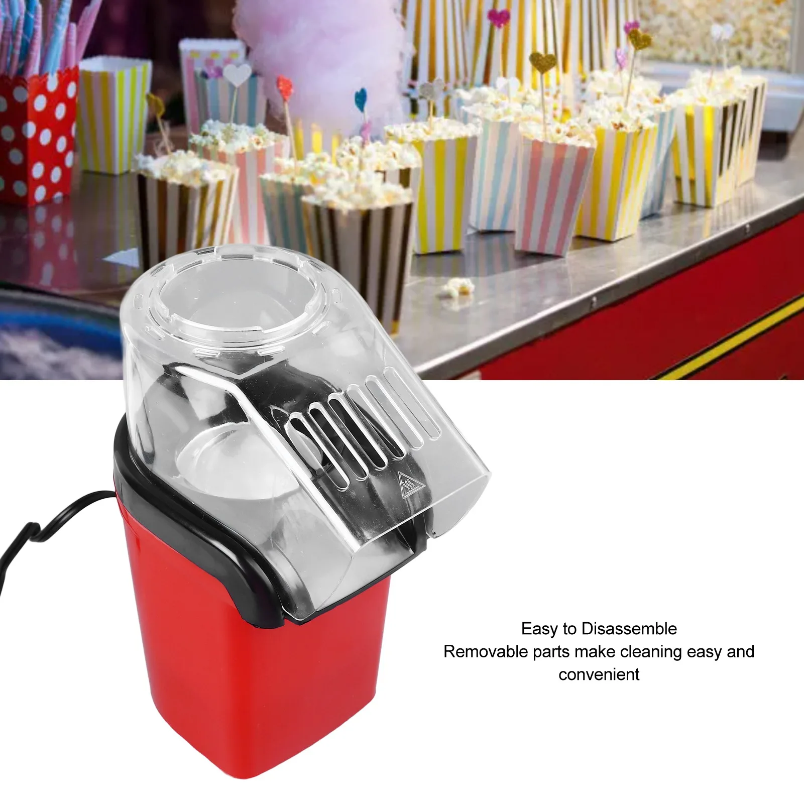 Electric Popcorn Machine Electric Popcorn Maker Detachable Efficient Small Hot Air Popcorn Machine for Home Party US Plug 110V 5