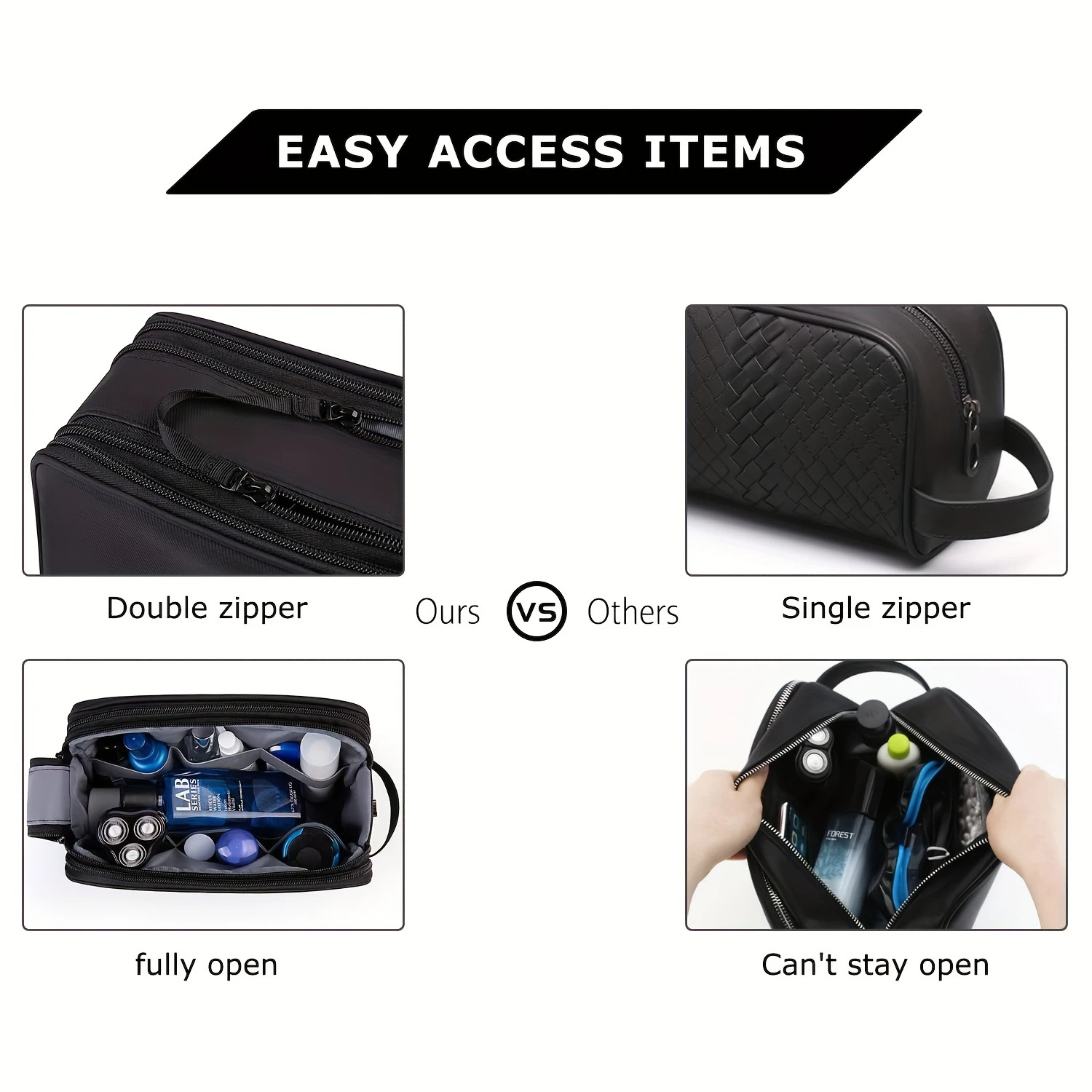 Men's Travel Toiletry Bag, Water-resistant Shaving Organizer for Toiletries
