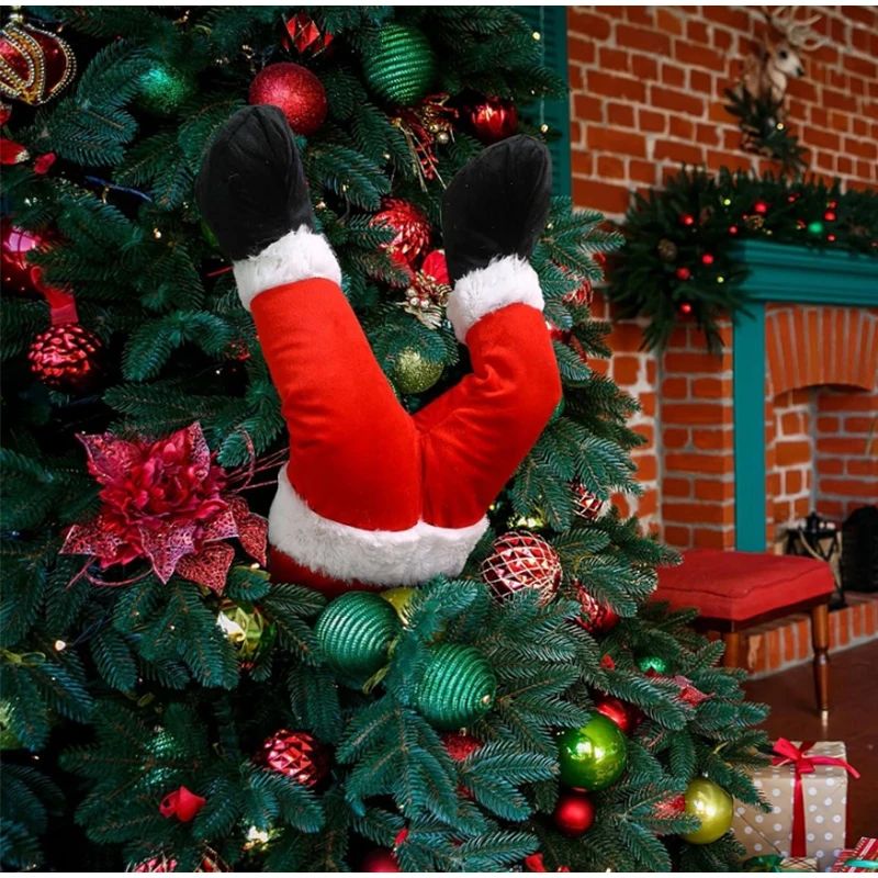 Santa Claus Legs Christmas Tree Decoration Red Green Plush Santa Claus Elf Leg Christmas Tree Door Decoration Hanging christmas tree decoration