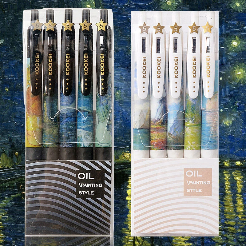 Retractable Gel Ink Pens Set Van Gogh Print Cute 0.5mm Black Pens Art  Supplies Kawaii Anime Gel Pen Japanese School Stationery - AliExpress