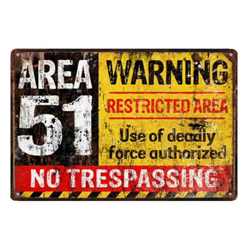 

Area 51 Tin Sign Metal Poste UFO Vintage Plaques Decorative Wall Plates Retro Cafe Bar Decoration 20x30cm