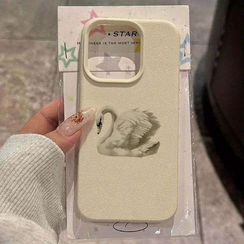 Elegant White Swan Design Soft Shockproof Phone Case