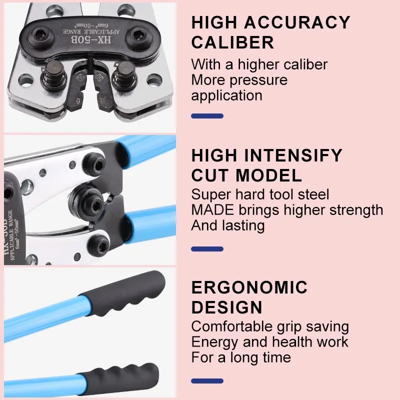 YEFYM Ʃ ͹̳ ũ  ũ , HX-50B ö̾ 6-50mm2/AWG 10-0 Ƽ ͸ ̺  ̺ 