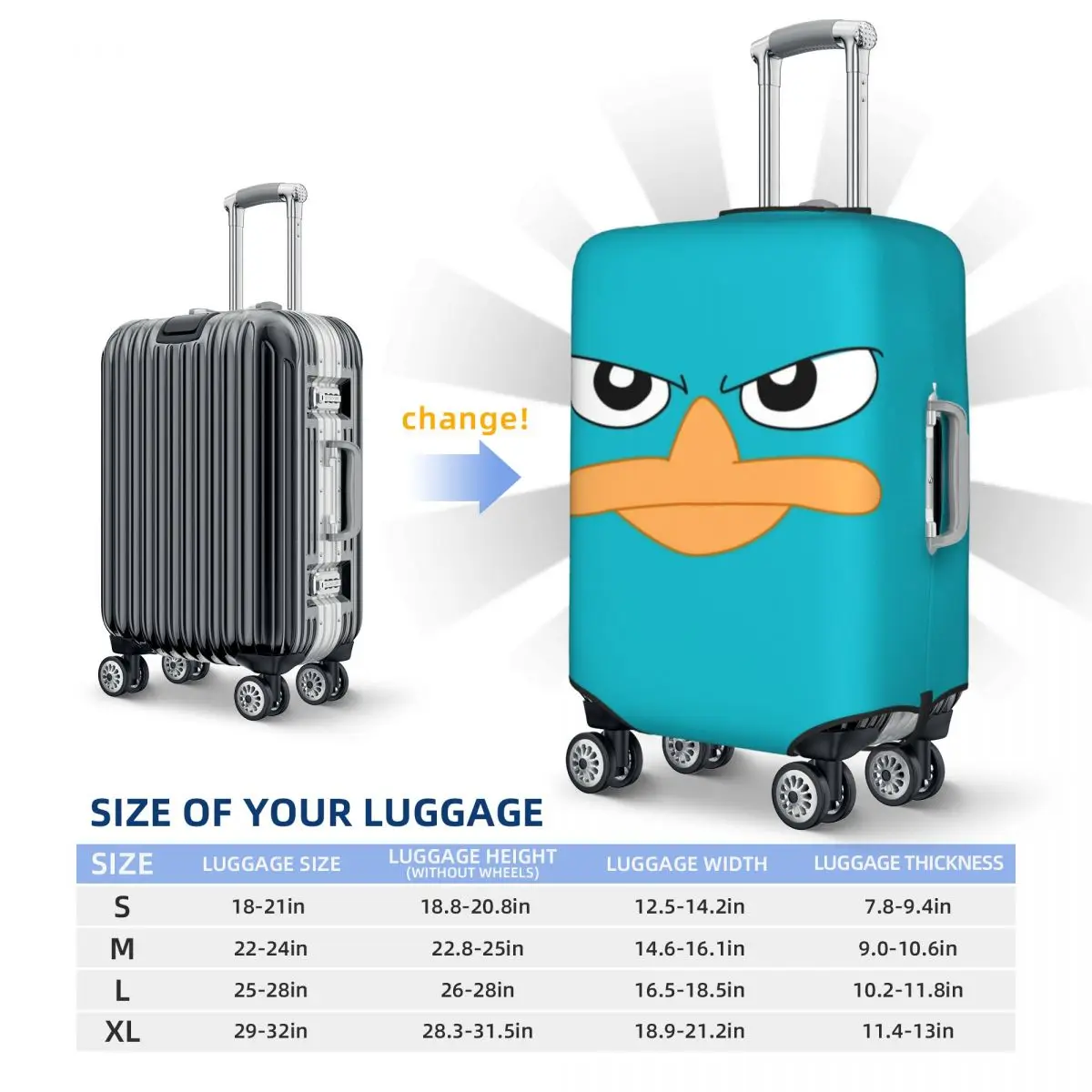 Perry Platypus Suitcase Cover Agent P Practical Travel Protection Luggage Supplies Flight