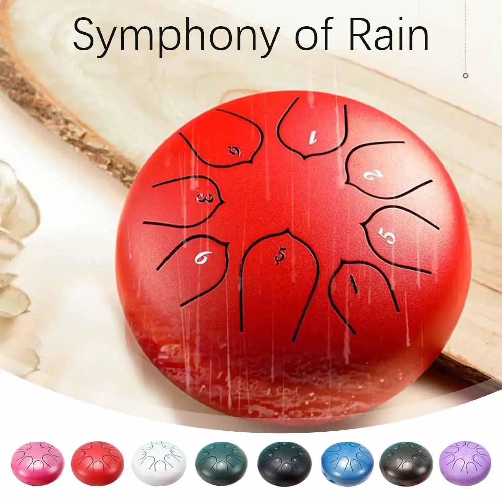 6inch 8 Tone Steel Tongue Drum Outdoor Rain Drum For Water Hand Drums With Storage Bag Music Education Yoga Meditation Gift V7n6 musical percussion instruments,tongue drum,rain drum instrument