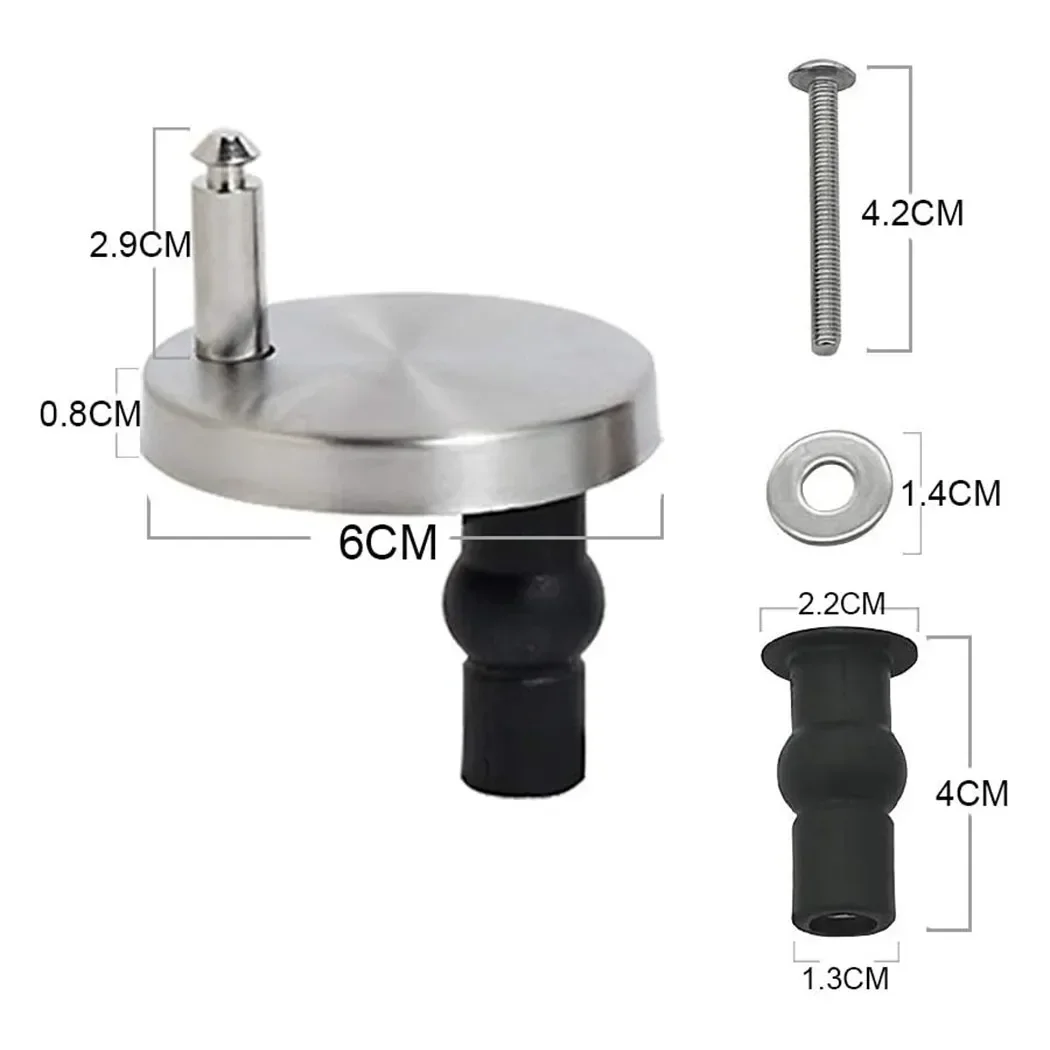 1 Pair Toilet Seat Hinges Top Fixings Universal Replacement Rubber Nuts Screws For WC Blind Holes Fittings Quick Release