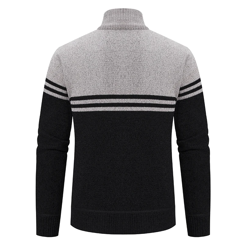 Men's Winter Fleece Cardigan Sweater Coats Knitted Sweater Coat Knitted Cardigan Thick Warm Casual Stand Collar Zipper Fashion Striped Coat