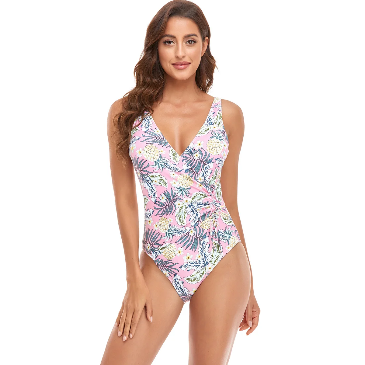 Sexy Print One Piece 2022 Swimsuit Closed Large Size Swimwear Push Up Women Flower Vintage Body Swim Beach Pool Bathing Suit#f
