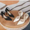 Womens Pumps Simple Basic Wedding Luxury Brand Design String Bead Pearls High Heels Lady Sexy Elegant Pointed Toe Pearl Shoes 1