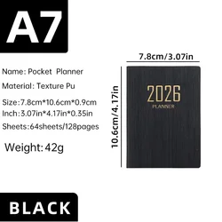 Compact 2026 Weekly Planner - Pocket - Sized, Portable Daily Schedule Book (Black)