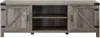 4 Piece Farmhouse Barn Door TV Stand Console Coffee Table and 2 End Table Living Room Set in Rustic Gray Oak 6