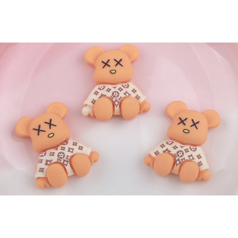 Kawaii Resin Cartoon Bear 10Pcs Cute Cartoon Nail Charms Decoration Luxury Designs DIY Manicure Decoration