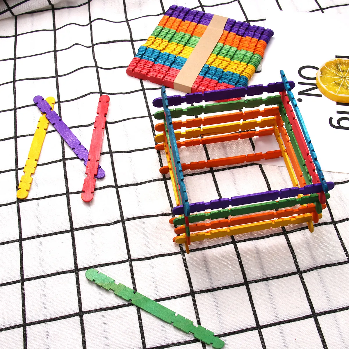 200Pcs 크리 에이 티브 나무 건축 바텐 DIY 수제 공예 스틱 휴일 파티 장식을위한 천연 재료