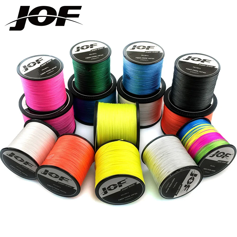 JOF 500M 300M PE Braided Fishing Line 4 Strand 10-120LB Multifilament Fishing Line for Carp Fishing Wire hercules braided fishing line 8 strands 100m pe braided wire for carp fishing multifilament 10 300lb extreme strong cord pesca