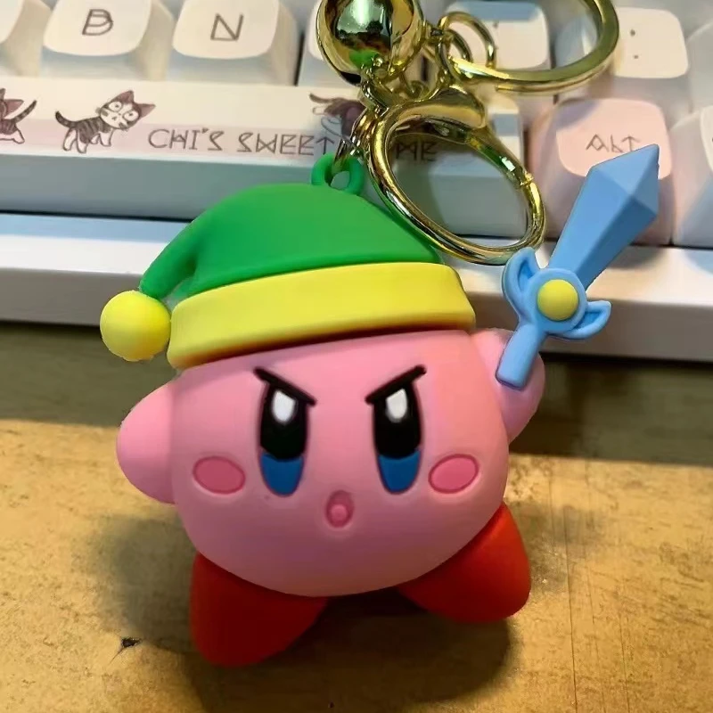 

Anime Figure Kirby Keychain Kawaii Car Key Pendant for Bag Accessories Cartoon Model Ornament Cute Toys for Girls Birthday Gifts