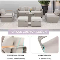 Light Gray Outdoor Sectional Patio Furniture Set with Ottoman and Side Coffee Table for Garden, Porch, Backyard 4