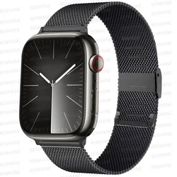 Elegant Milanese Loop Strap for Apple Watch - Premium Stainless Steel Band Bracelet (Black)