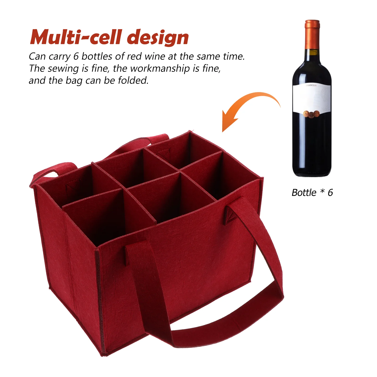 

1Pc Felt Bottle Storage Bag Tote Pouch Holder Carrier