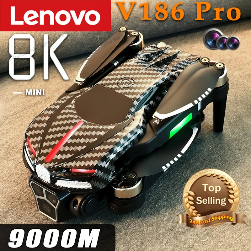 Lenovo V186 Pro Professional Drone 8K HD Camera Omnidirectional Obstacle Avoidance GPS Brushless Motor Aerial Photography Drone