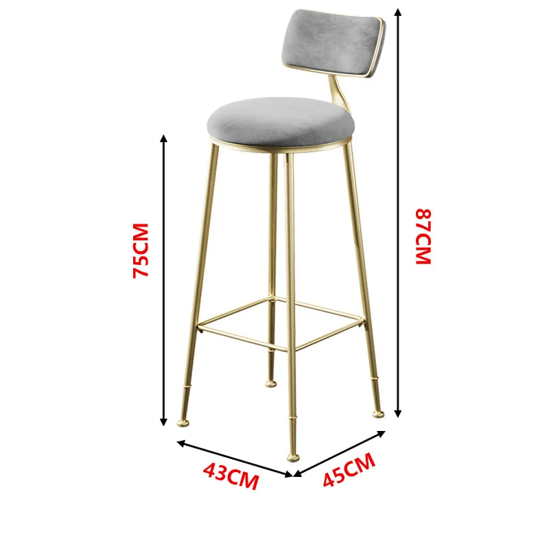 Nordic Light Modern Metal Bar Stool Portable Bar Stools Nordic Style Living Room High Chair Back Bar Stool