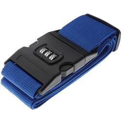 Travel Luggage Suitcase with Secure Durable Nylon Strap Belt (Navy)