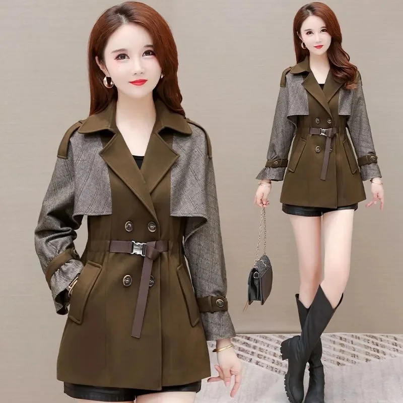 High-End Windbreaker Female Small 2022 Spring New Women's New Products Waist And Thin Stitching Button Top All-Match Coat Slim W