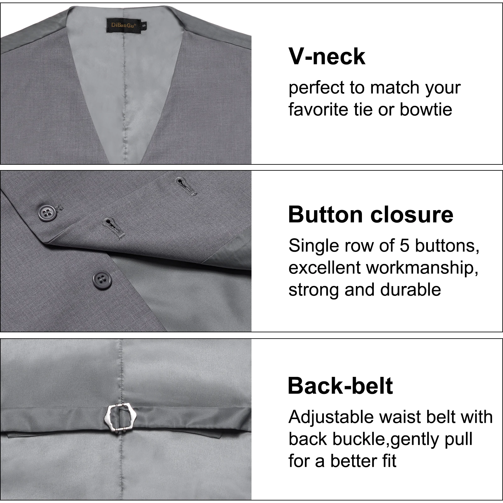 ClassicGray Sleeveless Dress Vest for Men Male Waistcoat Slim Fit Suit Vest Neck Tie Set Casual Gilet Homme Formal Business Vest 4