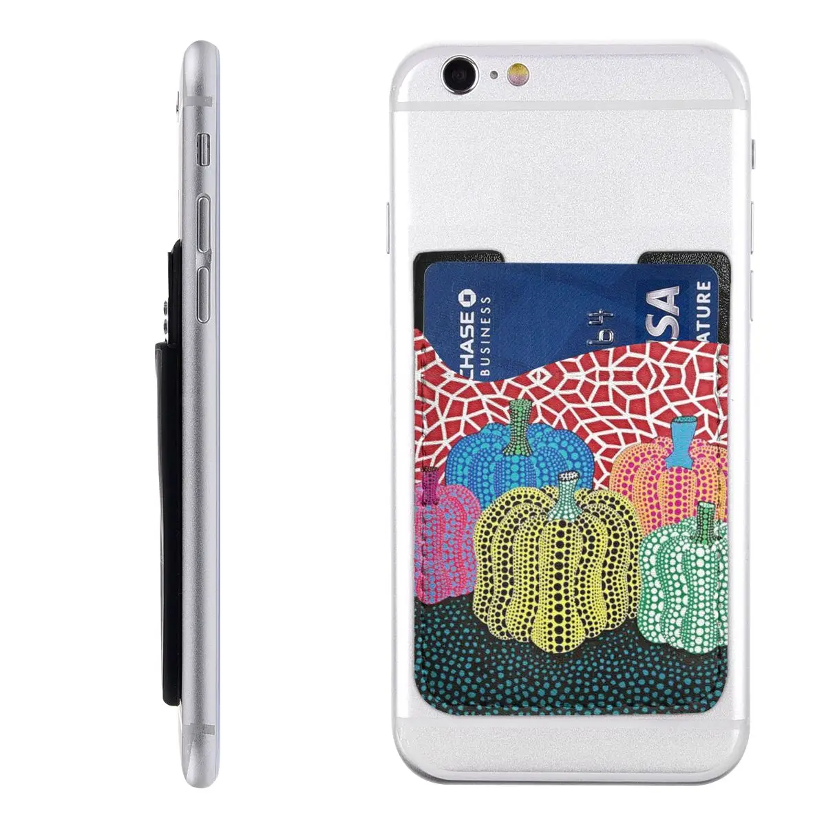 Custom Three Polkadot Pumpkin Art Phone Wallet Case Adesivo Yayoi Kusama Credit Slot Holder