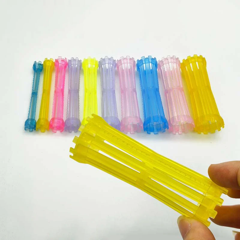 30pcs/set Crystal Hollow Cold Perm Rods with Rubberbands Anion Clear Stretch Classic Transparent Sleep Curler Bars Heatless 1901