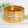 New Waterproof Cubic Zirconia Heart Flower Bangles Stainless Steel Bracelets Tarnish Free Jewelry for Women Factory Wholesales 1