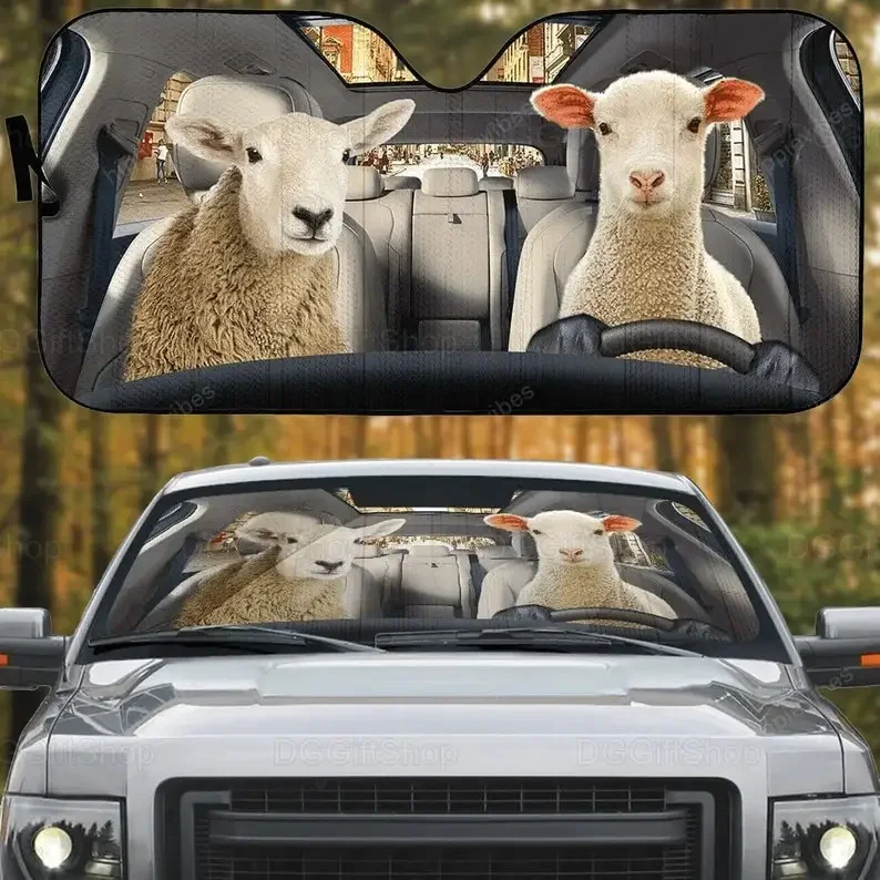 

Sheep Couple Car Sun Shade, Sheep Farm Life Gifts, Sheep Car Accessories, Car Decor, Gift For Him Her, Sheeps Lovers