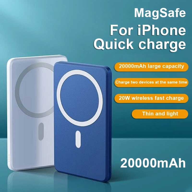 

Portable Large Capacity Magnetic Mini Power Bank 20000mAh PD20W Wireless Fast Charge External Battery for Mobile Phone