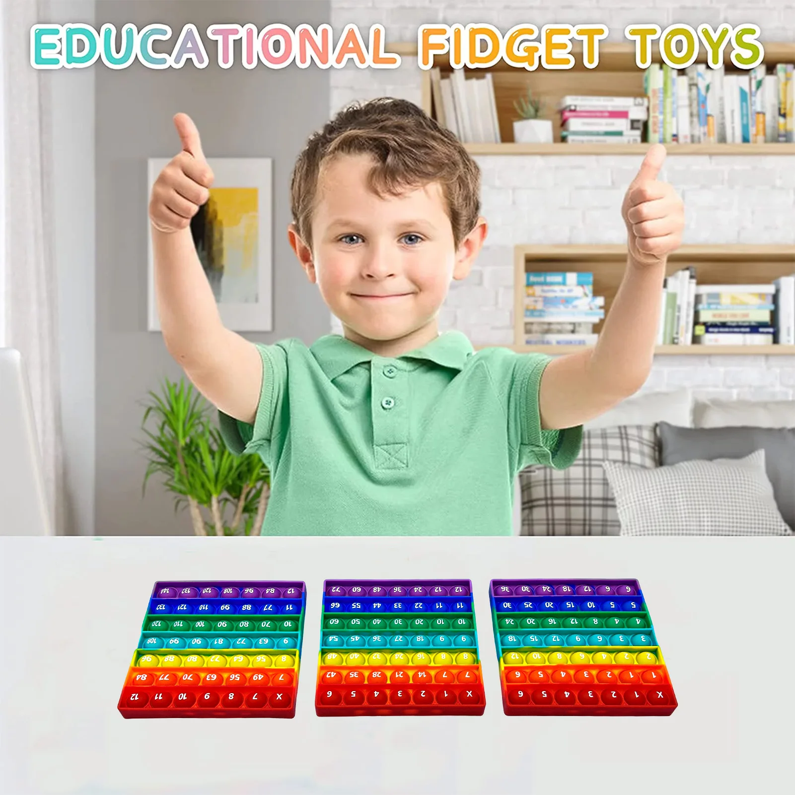 3pcs/Set 12x12 Multiplication Game Pop Toys, Help Kids Learn Math Easy Medium Hard Training Educational Fidget Toys